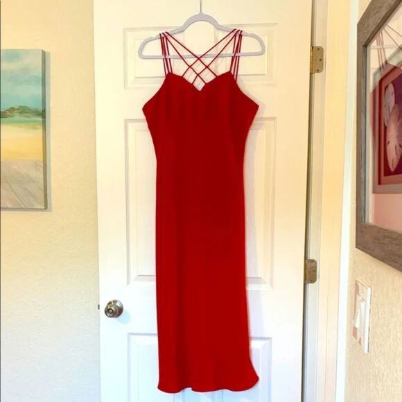 Evan Picone Dress Size 12 Red Fit and Flare Formal Holiday Dress - Picture 1 of 13